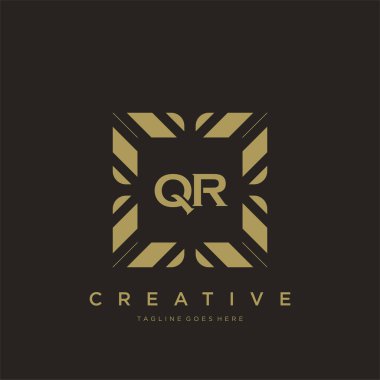 QR ilk harf lüks süsleme logo şablon vektör sanatı