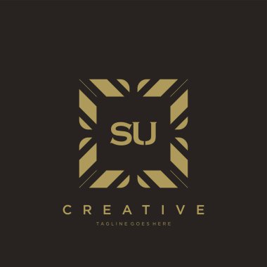 SU ilk harf lüks süsleme logo şablon vektör sanatı