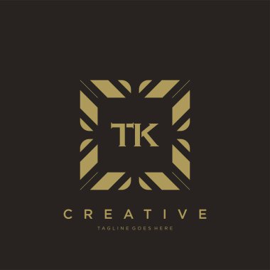 TK ilk harf lüks süsleme logo şablonu vektör sanatı