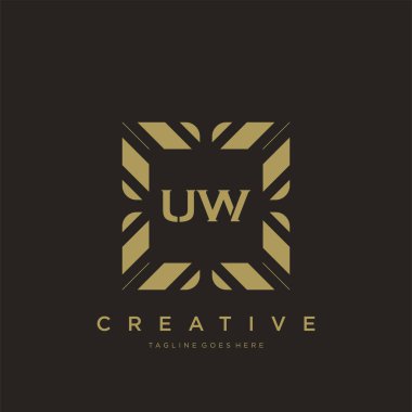 UW ilk harf lüks süsleme logo şablon vektör sanatı