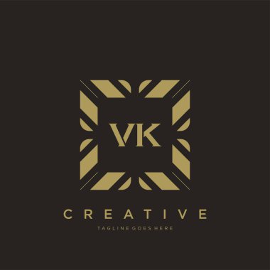 VK ilk harf lüks süsleme logo şablon vektör sanatı