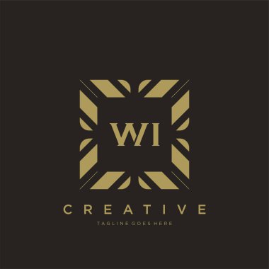 WI ilk harf lüks süsleme logo şablon vektör sanatı