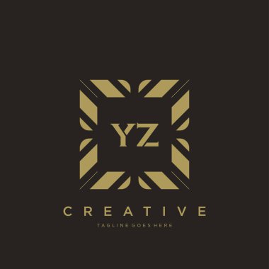 YZ ilk harf lüks süsleme logo şablon vektör sanatı