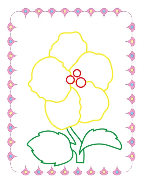 Coloring Book Of Cute Yellow Beautiful Flower — Stock Vector