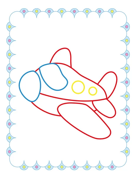 Libro para colorear de lindo avión de juguete rojo — Vector de stock