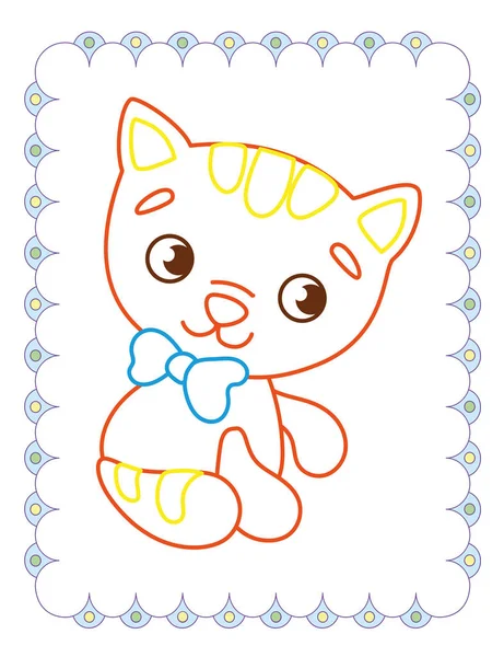 かわいい赤いペット猫の塗り絵 — ストックベクタ