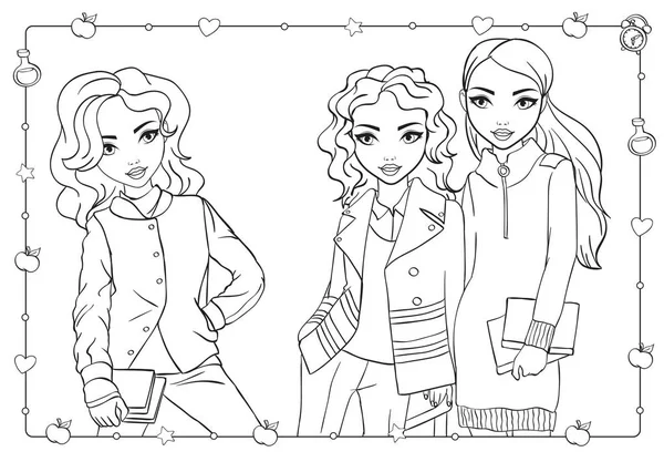 Öğrenci Kıyafetlerinde Kız Boyama Kitabı