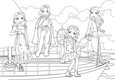 Boyama Kitabı Kızlar Yat Güvertesinde