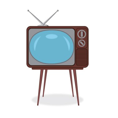 Beyaz arkaplanda kahverengi televizyon