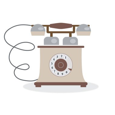 Beyaz arkaplanda kahverengi renkli telefon