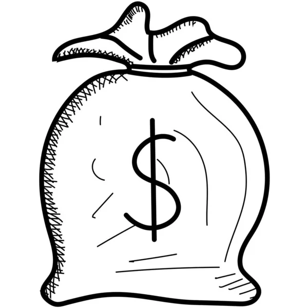 Money bag with dollar sign. Hand drawing sketch vector illustration ...