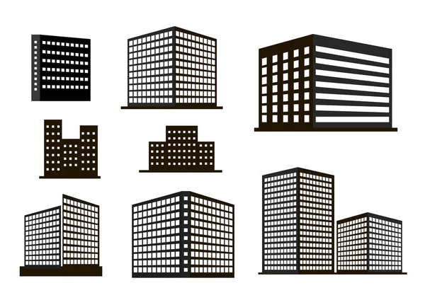 Kontur Stil Bürogebäude Schwarze Silhouetten Nahtlose Muster — Stockvektor