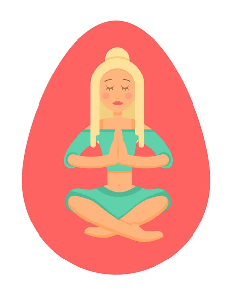 Femme Assise Dans Pose Lotus Sur Fond Blanc — Image vectorielle