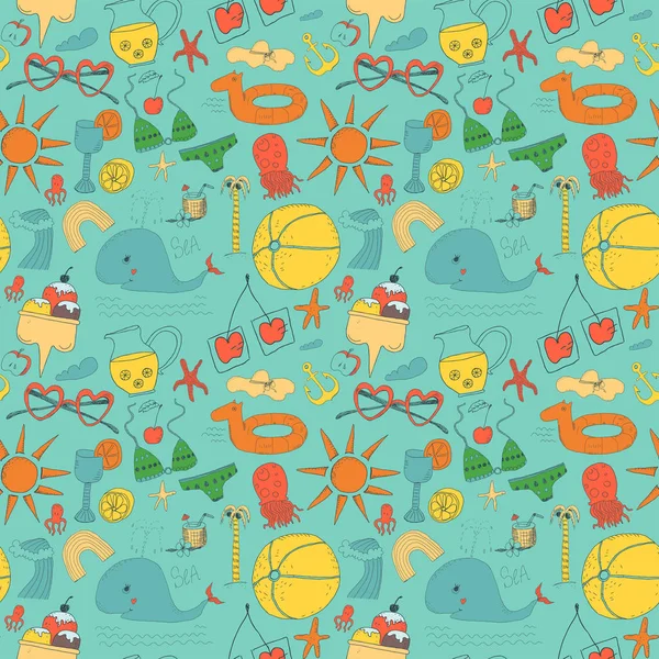 karikatür tarzı renkli öğeleri Beach nane arka plan üzerinde dinlenmek