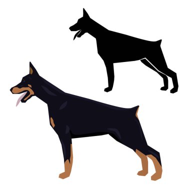 Dekoratif kontur portre profil Doberman duran