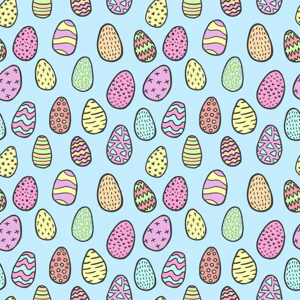 Oeufs de Pâques dessinés à la main sans couture — Image vectorielle