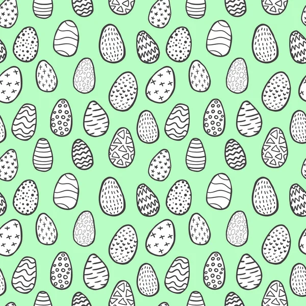 Oeufs de Pâques dessinés à la main sans couture — Image vectorielle