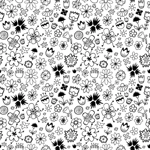 Vintage decoratieve bloemen naadloze. Hand getrokken ontwerpelementen — Stockvector