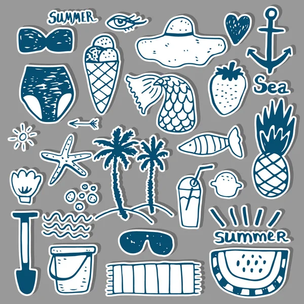 Accessori per vacanze estive set di icone piatte. Illustrazione vettoriale astratta colorata . — Vettoriale Stock