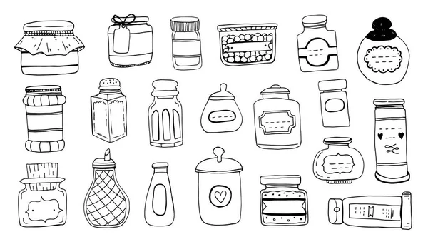 Dessin à la main ensemble vectoriel de bouteille de condiment croquis . Illustrations De Stock Libres De Droits