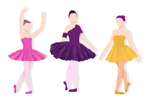 Poses de ballet set. Ilustração colorida com meninas dançando — Vetor de Stock