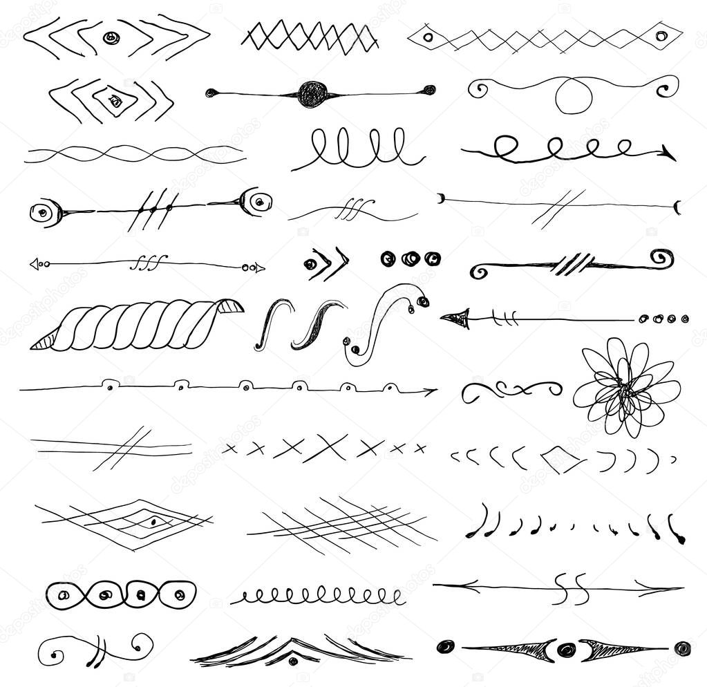 Abstract pattern hand drawn vignettes divider set