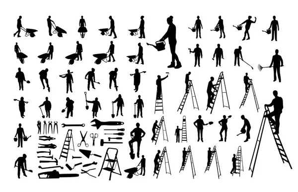 Silhouettes des travailleurs. illustration vectorielle de réparation — Image vectorielle