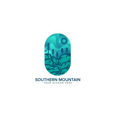 güneş mavisi ile güney dağ soyut logo tasarımı