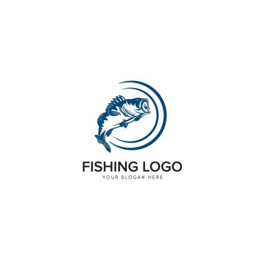 bas balıkçılık logosu modern logo büyük bas simgesi ve daire