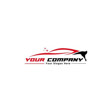 kırmızı ve siyah spor araba logosu tasarım siluet ve çizgi soyut