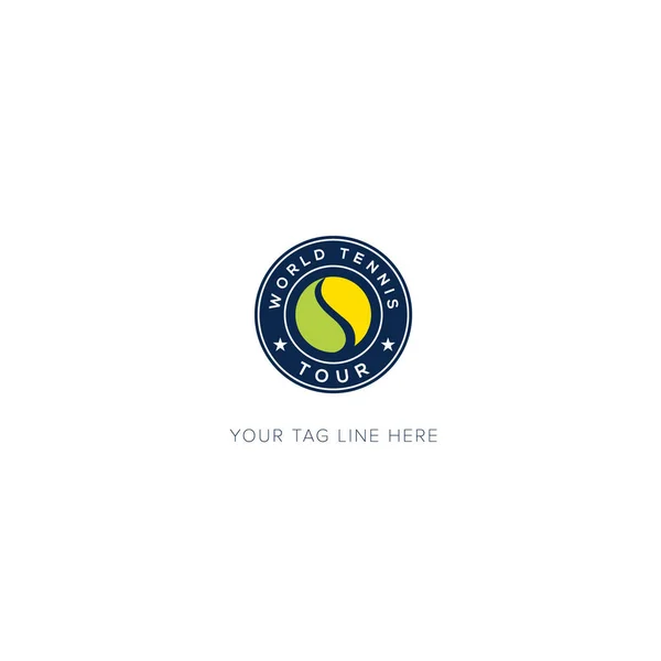 Championnat du monde de tennis Logo sport balle jaune et verte logo — Image vectorielle
