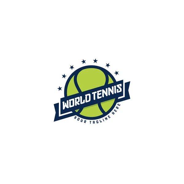 Championnat du monde de tennis logo Badge et sport avec des étoiles — Image vectorielle