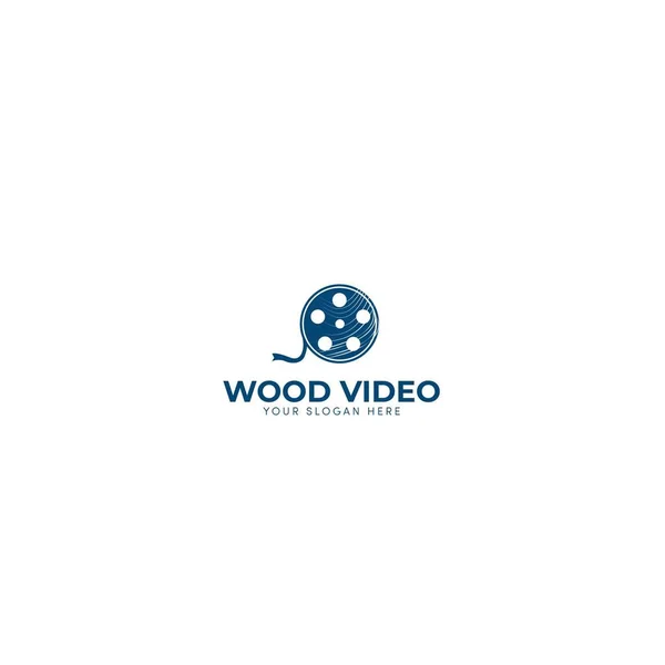 Azul marino y madera video logotipo diseños de producción — Vector de stock