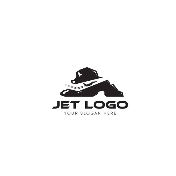 Jet logo fúrás a hegy és a hegyi logó — Stock Vector