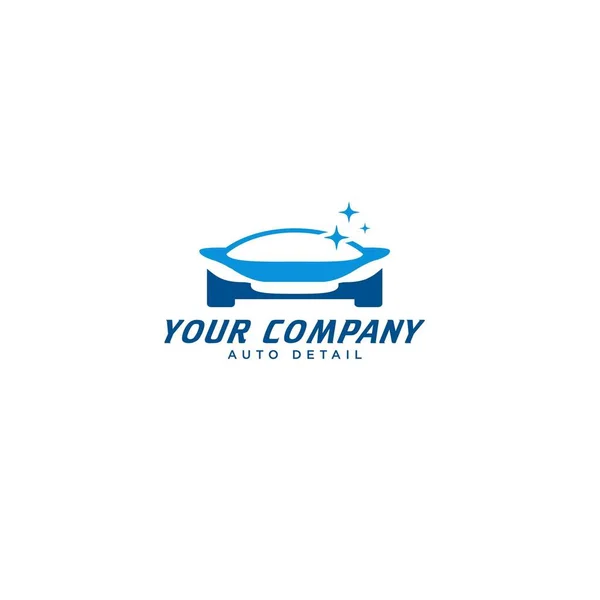 Logotipo de lavagem de carro azul e design de logotipo moderno carro esporte — Vetor de Stock