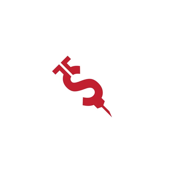 Letra S como seringa logotipo moderno — Vetor de Stock