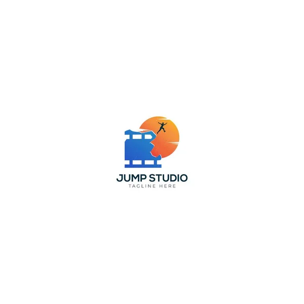 Jump Studio és film logo — Stock Vector