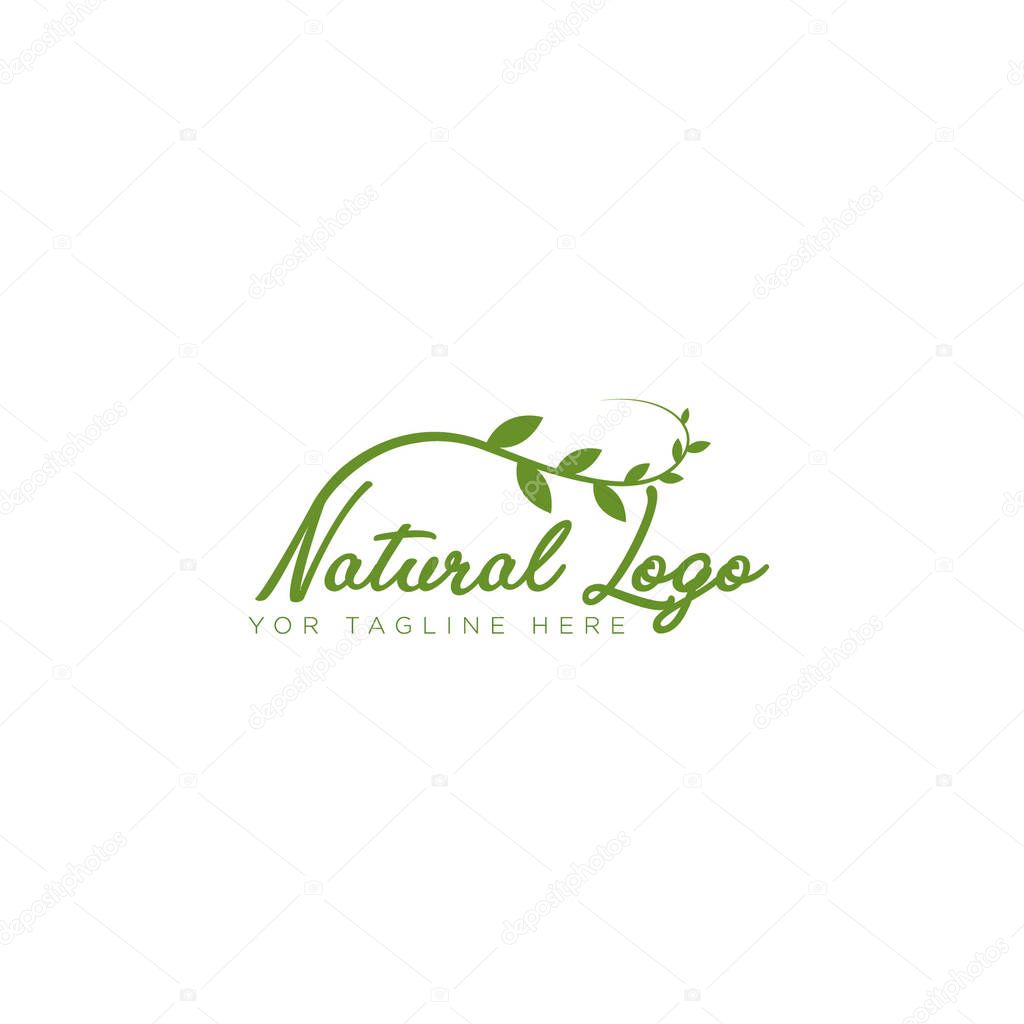 Natural logo design with leaf modern style typography lettering logo