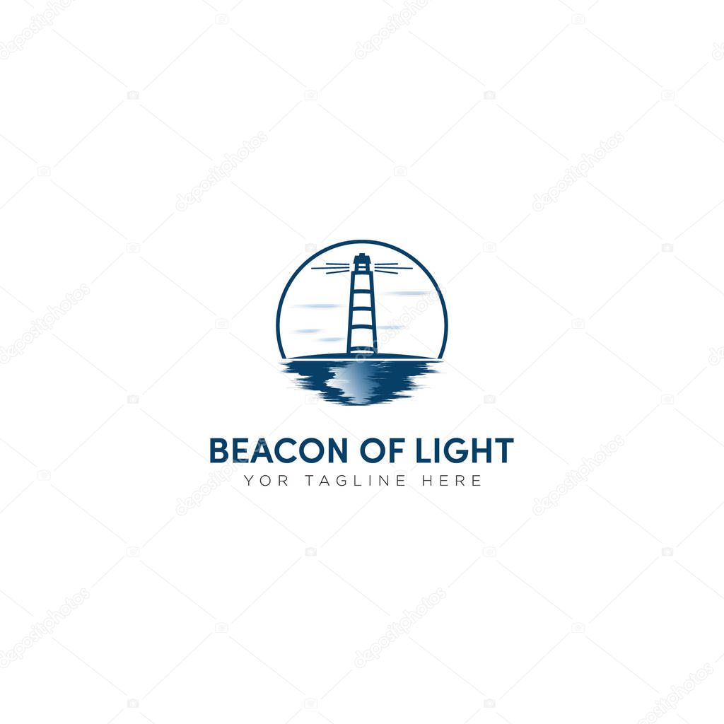 Beacon of light logo, coastal light house logo