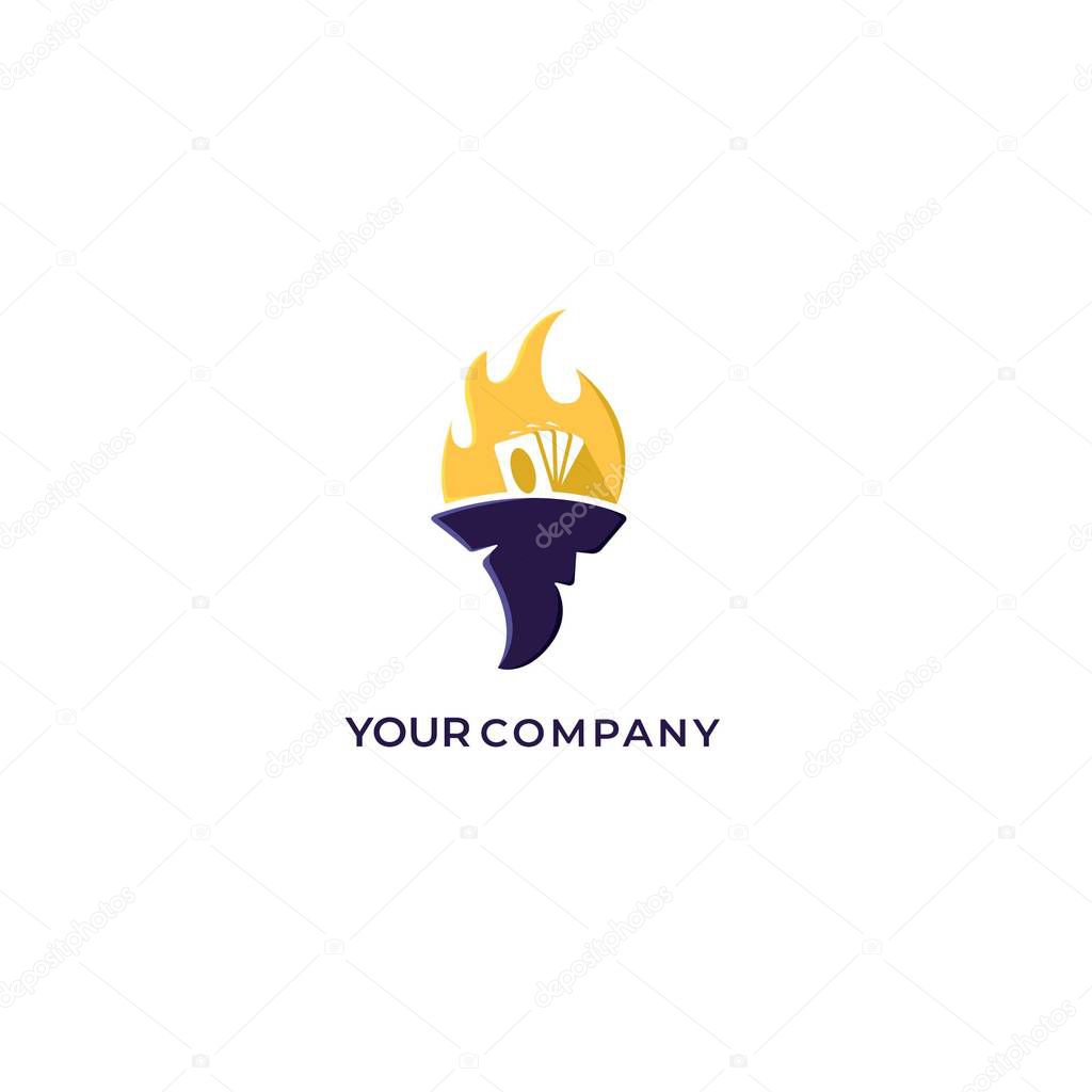 Cards with flame and hat magic logo