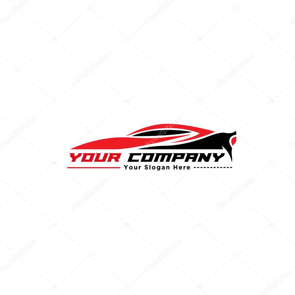 Red and black sport car logo design silhouette