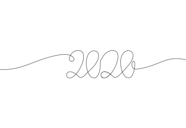 2020 yazıt, iki bin yirmi sürekli çizgi çizim, takvim tasarım kartpostal afiş, sıçan işareti yazı hat yıl, beyaz bir arka plan üzerinde tek satır,