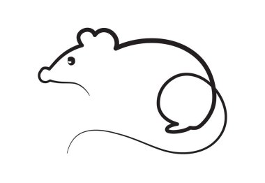 Bir satır sıçan tasarım silueti. Elle çizilmiş fare minimalizm tarzı