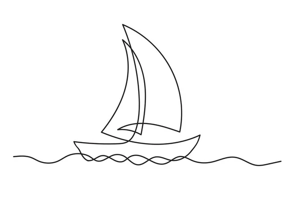 Ununterbrochene Linienzeichnung Des Segelbootes Wirtschaftsikone — Stockvektor