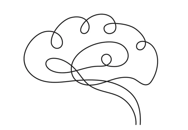 Einzeiliges Gehirn Design Silhouette Logo Design Handgezeichneter Minimalismus Stil — Stockvektor