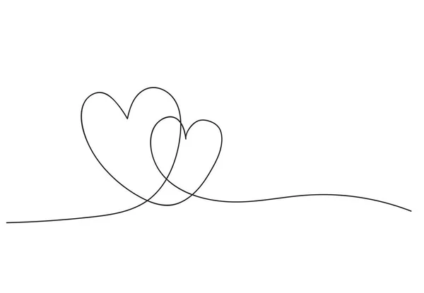 Heart Background Valentine Day Design One Line Draw Vector Illustration — Stock Vector