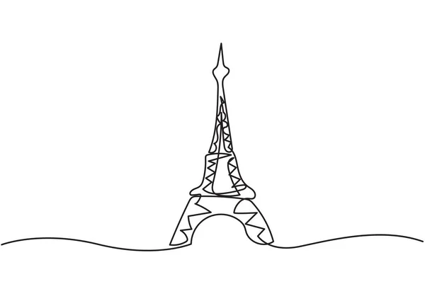 Szkic Wieży Eiffla Paryska Linia Ciągła Ilustracja — Wektor stockowy