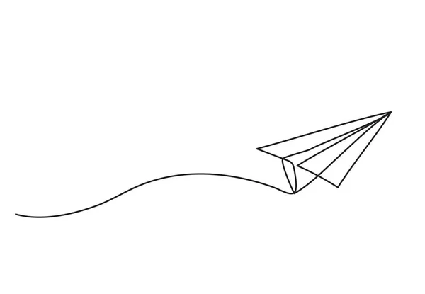 Paper Plane Drawing Vector Using Continuous Single One Line Art — Stock Vector