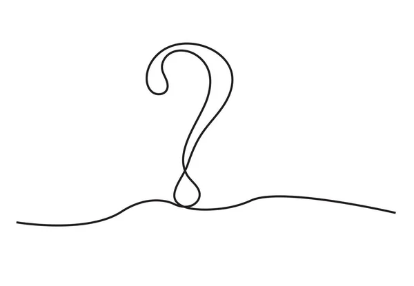 Одній Чорній Лінії Білому Тлі Намальовано Знак Питання Однорядковий Малюнок — стоковий вектор