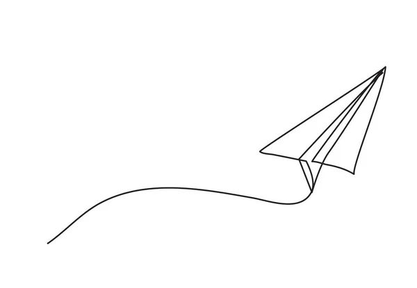 Paper Plane Drawing Vector Using Continuous Single One Line Art — Stock Vector